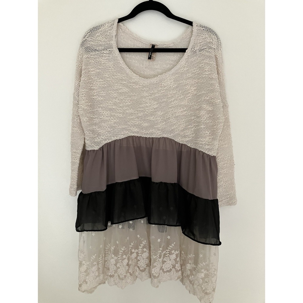 Bellamie Tiered Color Block Sweater Dress Size Small Cottagecore